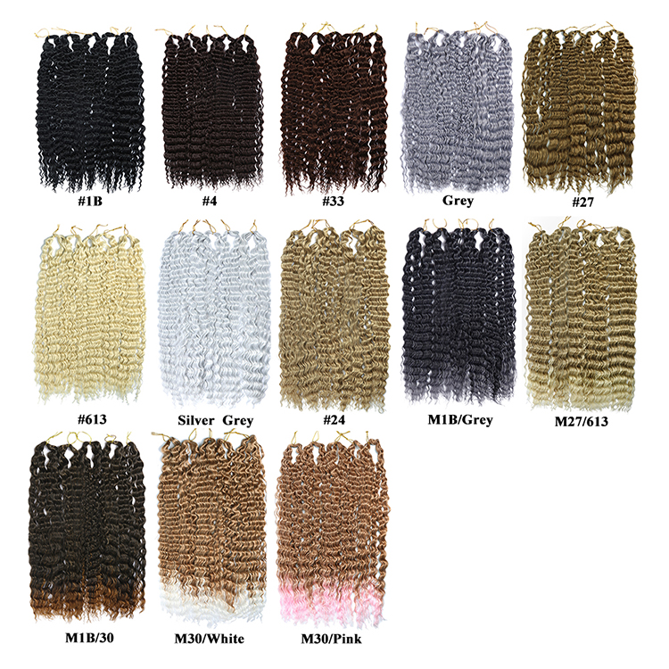30 inch  Long Water Wave Braiding hair For White Women With Curly Crochet 13 Ombre Colors For Ru