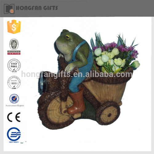 cute frog on bike garden decoration with solar light