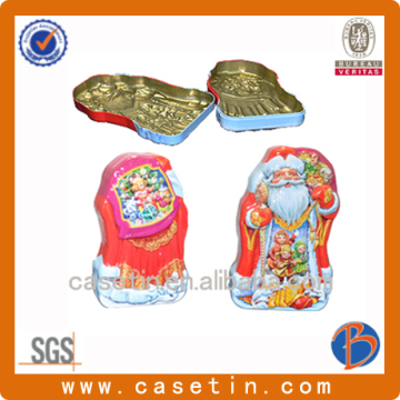 Christmas decorative Santa Claus shape tin box China supplier