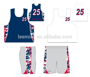 New camo design reversible pinnies and shorts Lacrosse uniforms for men