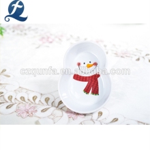 Custom Logo Snowman Shape Ceramic Plates Dishes