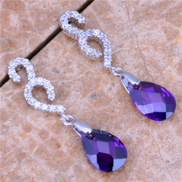 italian design earrings amethyst earrings semi-precious stones earrings