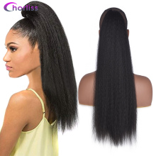22 inch Fluffy Kinky Straight Yaki Synthetic Hair Wig Ponytail Clip in Drawstring Wig Ponytail Synthetic Hair Extensions