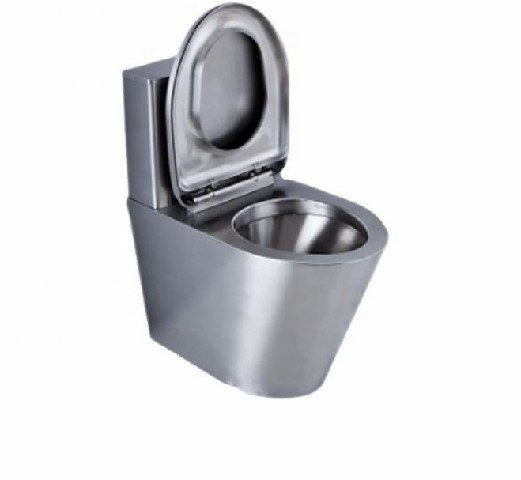 Toilette aus Edelstahl mit Deckel Stainless steel toilet with lid