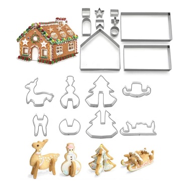 18 PCS 3D Christmas Cookie Cutters Gingerbread House Biscuit Cookie Cutter Set for Baking