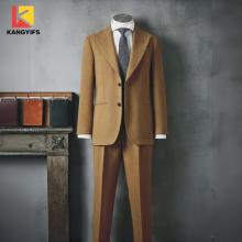 KANGYIFS Camel Single-Breasted Business Suit Set