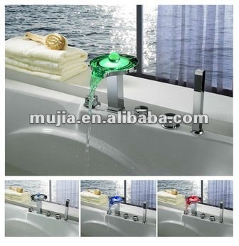 Chrome Led Glass Waterfall Faucet Mixer Tap