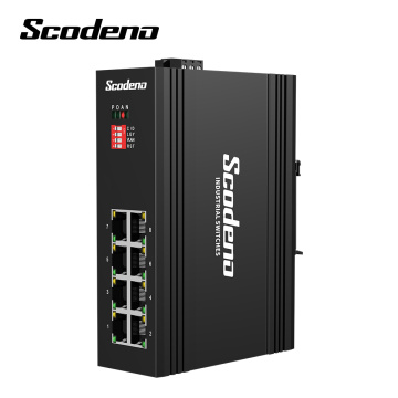 Switch Industrial Fábrica Venda Direta 8 Porta RJ4510 / 100 / 1000M Interruptor Industrial Industrial não gerenciado