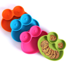 BPA Free Silicone Baby Learning Eat Suction Dinner Plate - Frog Shape