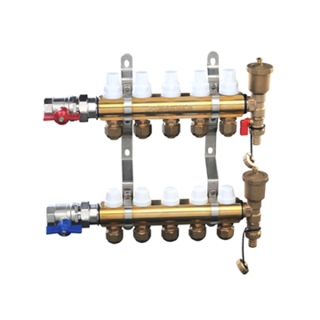 Brass Heating Manifold with Ball Valve and Air Vent