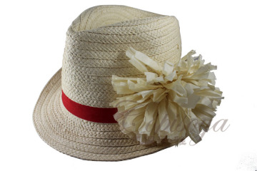2015 Fashion knitted hat Handmade straw hat lady hat with flower