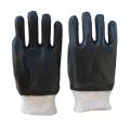 Black PVC-beschichtete Strick-Handgelenk-Leichte Liner-Arbeitshandschuhe