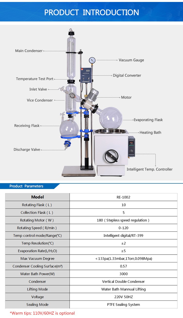 New 5L 10L 20L 50L Essential Oil Distillery ac Rotary Evaporator