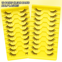 10 Pairs Clear Band Half Strip Lashes Cat Eye Half Eyelashes