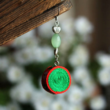 National wind hand-woven ball stud earrings