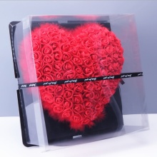 Luxury Valentine's Gift: Heart-Shaped Red Artificial Foam Roses with Transparent Box