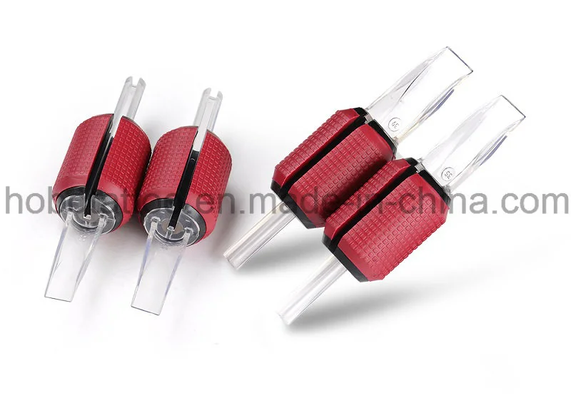 Premium Red Disposable Tattoo Grips with Flat Tip