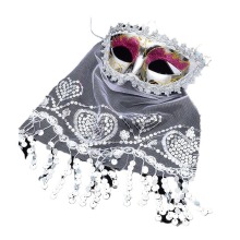 Halloween Mask Indian Belly Dance Performance with Lace Veil for Adults and Children