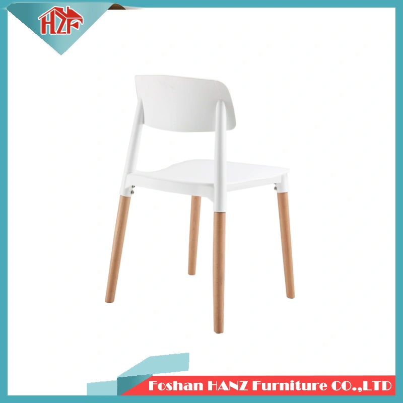 Hz-312cafe Coffee Shop White Plastic Wooden Leg Dining Chair