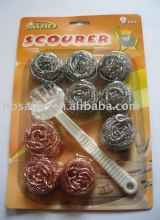 scourer with handle,metal scourer,mesh scourer,scrubber
