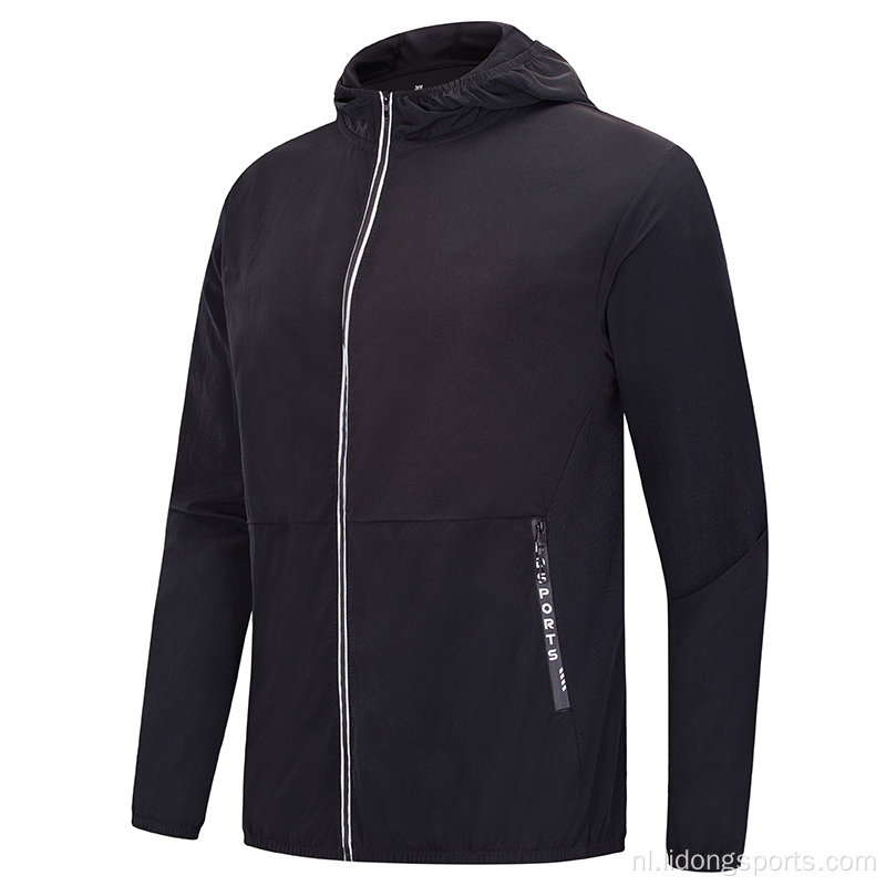 Goedkope dunne zip omhoog mannen sportjack hoodie