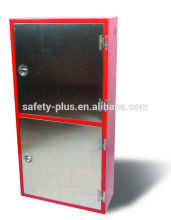 Double door stainless steel fire hose reel and fire extinguisher cabinet (vertical door type)