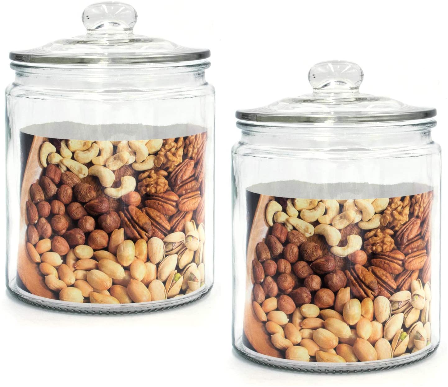 2 Set Glass Storage Canister, 1/2 Gallon Clear Jar With Clear Glass Lid for Storage By Easeen