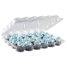 24 Count PET Disposable Muffin Cupcake Container Holder Boxes & Carrier