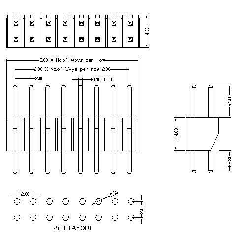 2.0 mm Pin Header Dual Row Straight Type H4.0 2.0 mm Pin Header Dual Row Straight Type H4.0