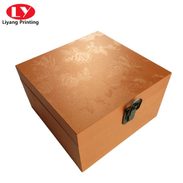 Luxury cosmetic decorations paper box with metal lock