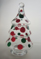 جرة زجاجية شكل شجرة عيد الميلاد مع غطاء