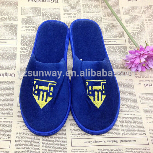 Five stars hotel coral velvet slippers with 5 mm white eva sole