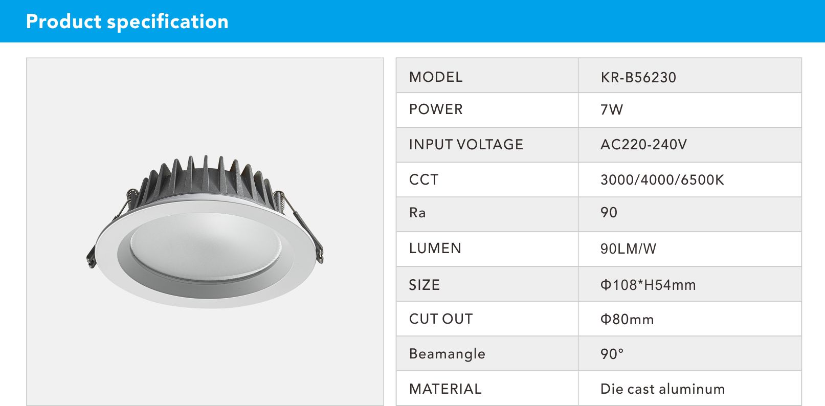 7W LED Recessed Downlight