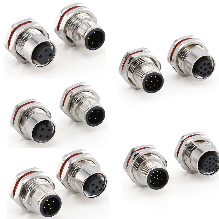 IP67 waterproof A/D/S/T/X Code Automotive Electrical 4P 5P 8P M12 Connector for industrial Automation/Sensor