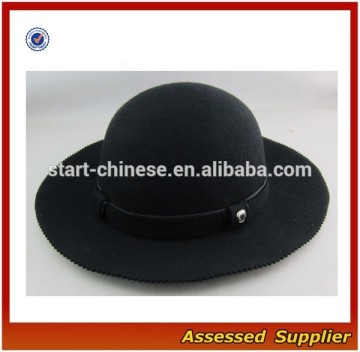 XJ0964/Wool felt hat / black round top wool felt hat