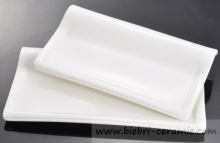 16 inch Pure White Customized Hotel And Restaurant Porcelain Ceramic Rectangular Graceful Plates And Dishes