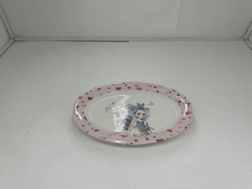 pink pattern ceramic plate
