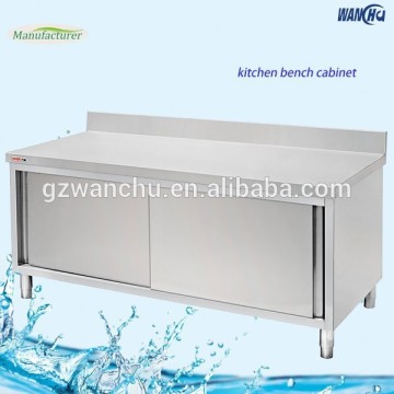 Commercial Stainless Steel Storage Cabinet with Sliding Doors/Heavy Duty Kitchen Bench Cabinet