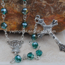 6mm Crystal faceted Silver Chain Catholic Rosary