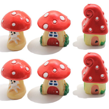 Hot Selling Cute Mini 3D Cute Red Mushroom House Shape Resin Beads 100pcs Newest Pretty Fashion Resin Charms for Decors