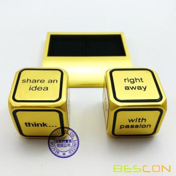 Bescon Promotional Motivational Solid Metallic Dice Set, 2pcs Motivational Desktop Metal Dice Set One Inch D6 Matt Golden