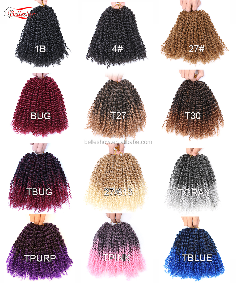 Hot sell 8 inch 3 pc/set afro kinky dreadlocks crochet braid hair curly kinky twists crochet Marlybob  kinky twist braids