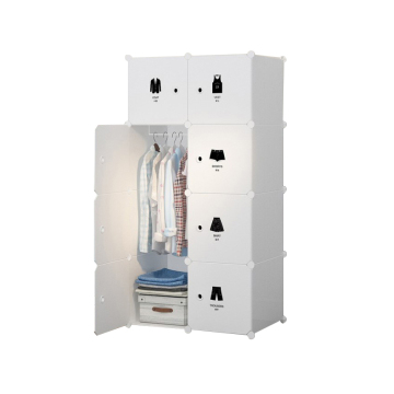 Foldable Portable Plastic Storage Wardrobe Cabinet with Drawers