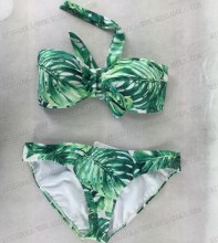 Miss Adola sexy green flower printed ladies strapless bikini swimwear with metal ring ( RS14FID506 )