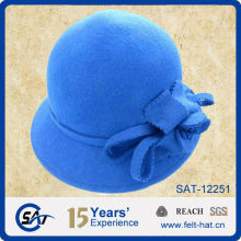 fashion blue pure wool felt lady bucket hat