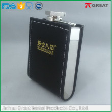 U shaped leather wrapped wine flask