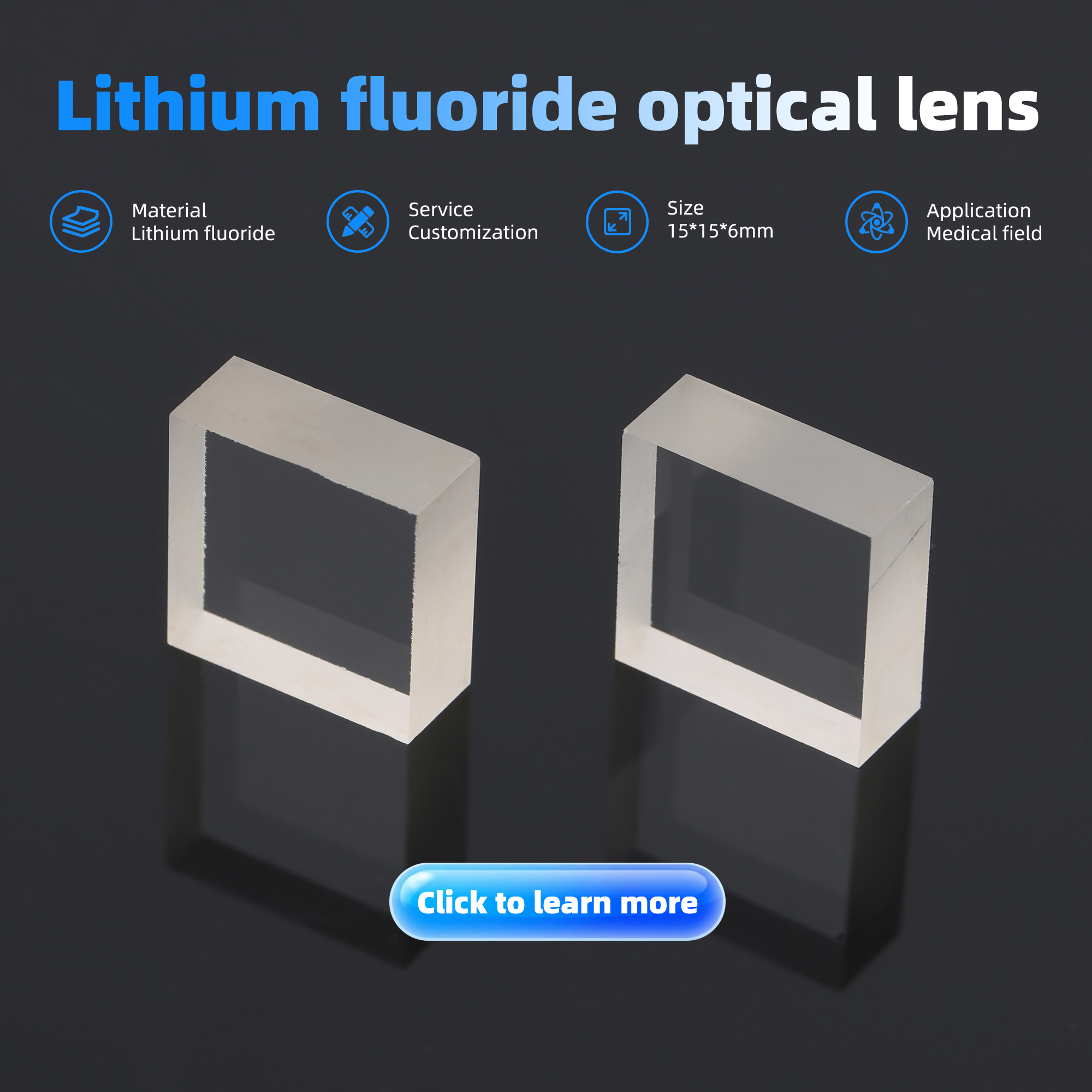 Изготовленный на заказ оптический кристалл LiF Custom LiF optical crystal