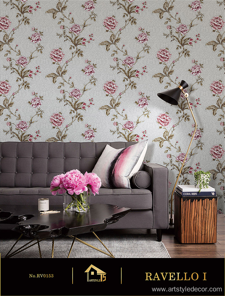 Flower pattern PVC wallpaper