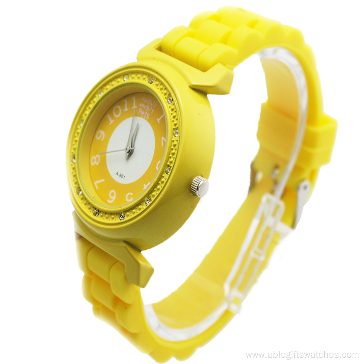 Wholesale Girls Diamond Silicone Strap Wristwatch