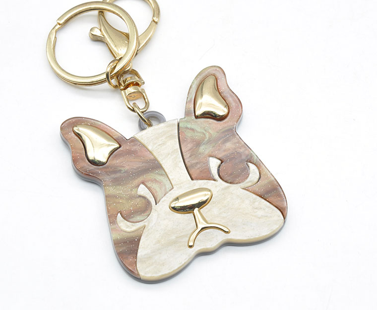 Manufacturer laser cut gold filled stainless steel dog jewelry acrylic  keychain